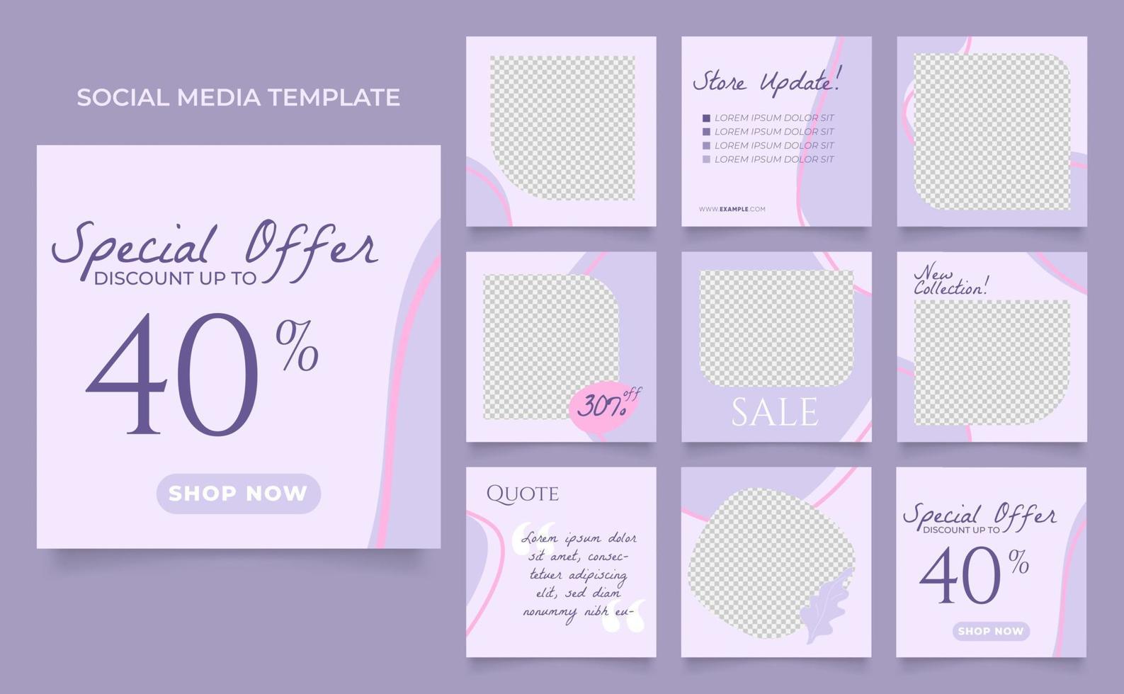 modelo de mídia social banner promoção de venda de moda na cor roxa violeta vetor