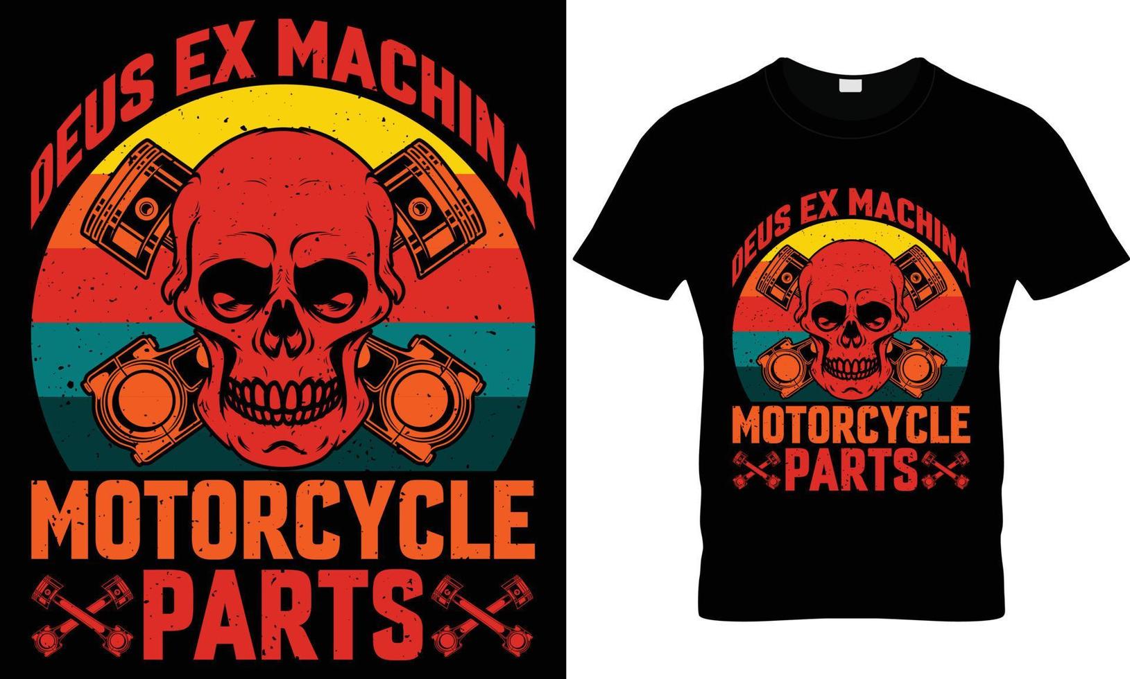 design de camiseta deus ex machina peças de motocicleta vetor