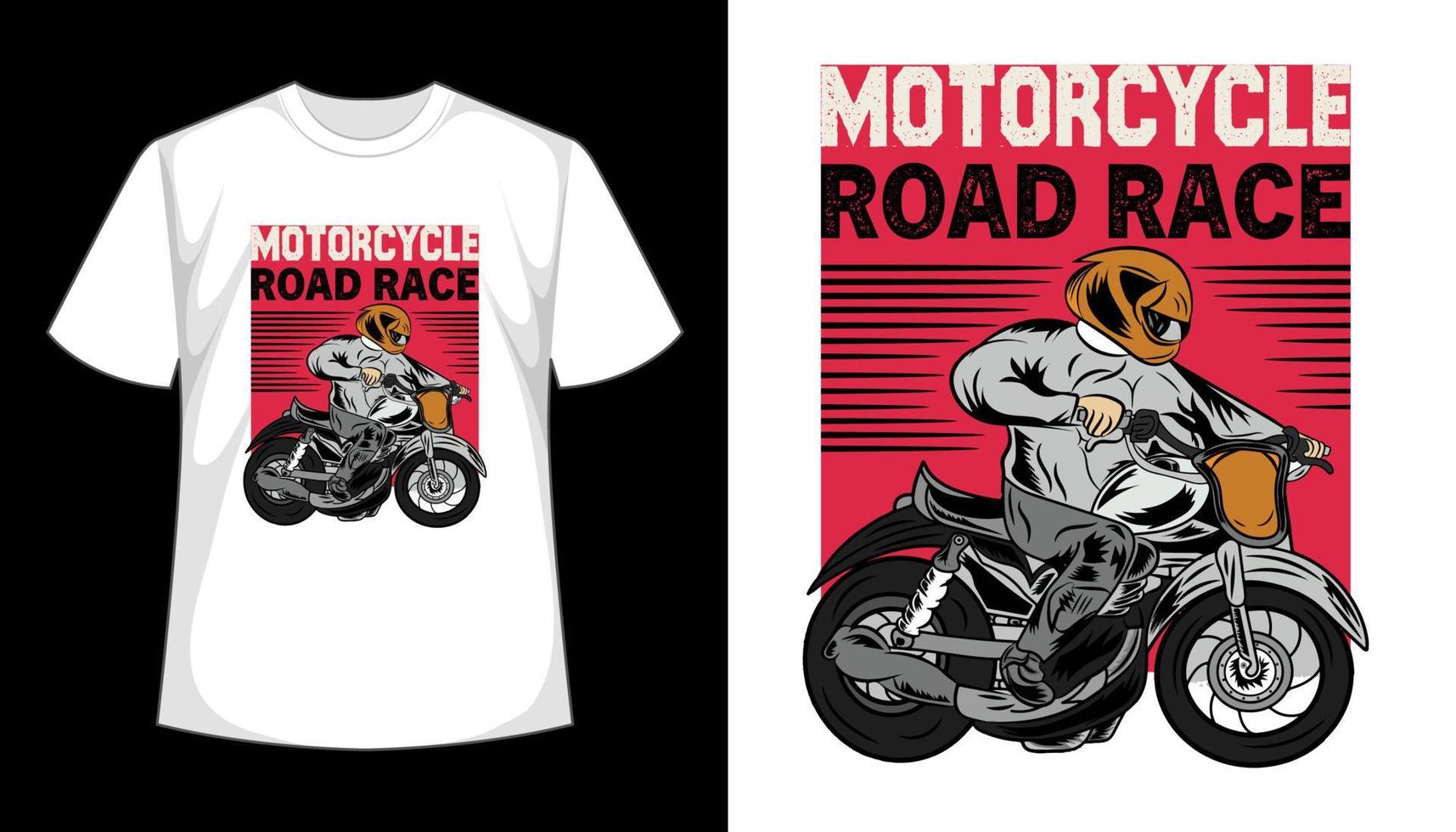 design de camiseta vintage de corrida de estrada de motocicleta vetor