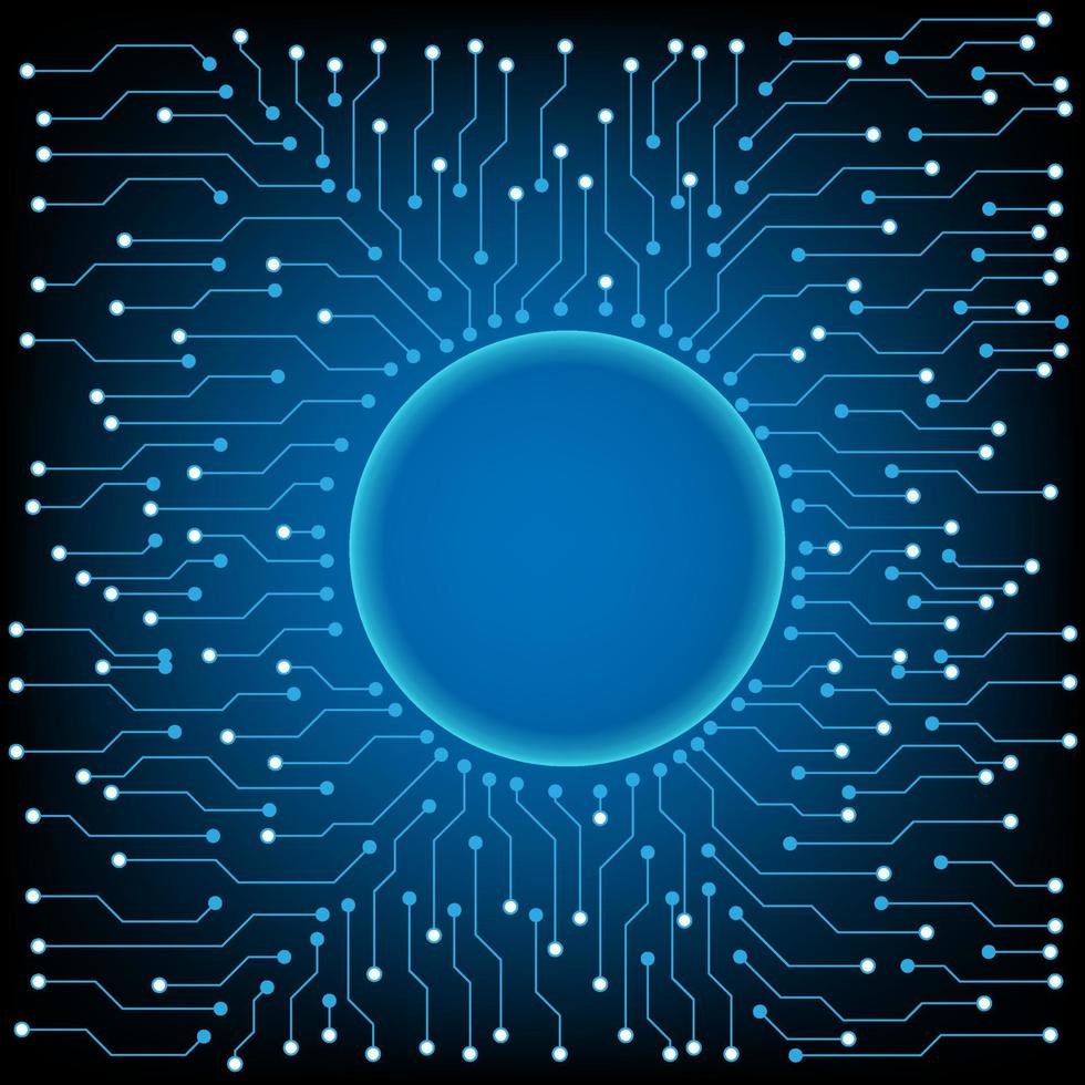 conceito de vetor de holograma de placa de circuito eletrônico circular ai hud para tela de negócios de fundo de elemento de tecnologia futura