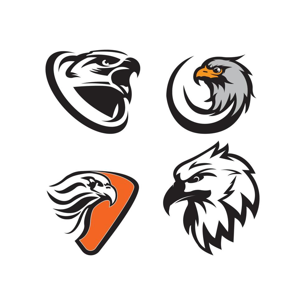 pássaro falcão e design de logotipo, ícone de vetor emblema emblema águia ou falcão
