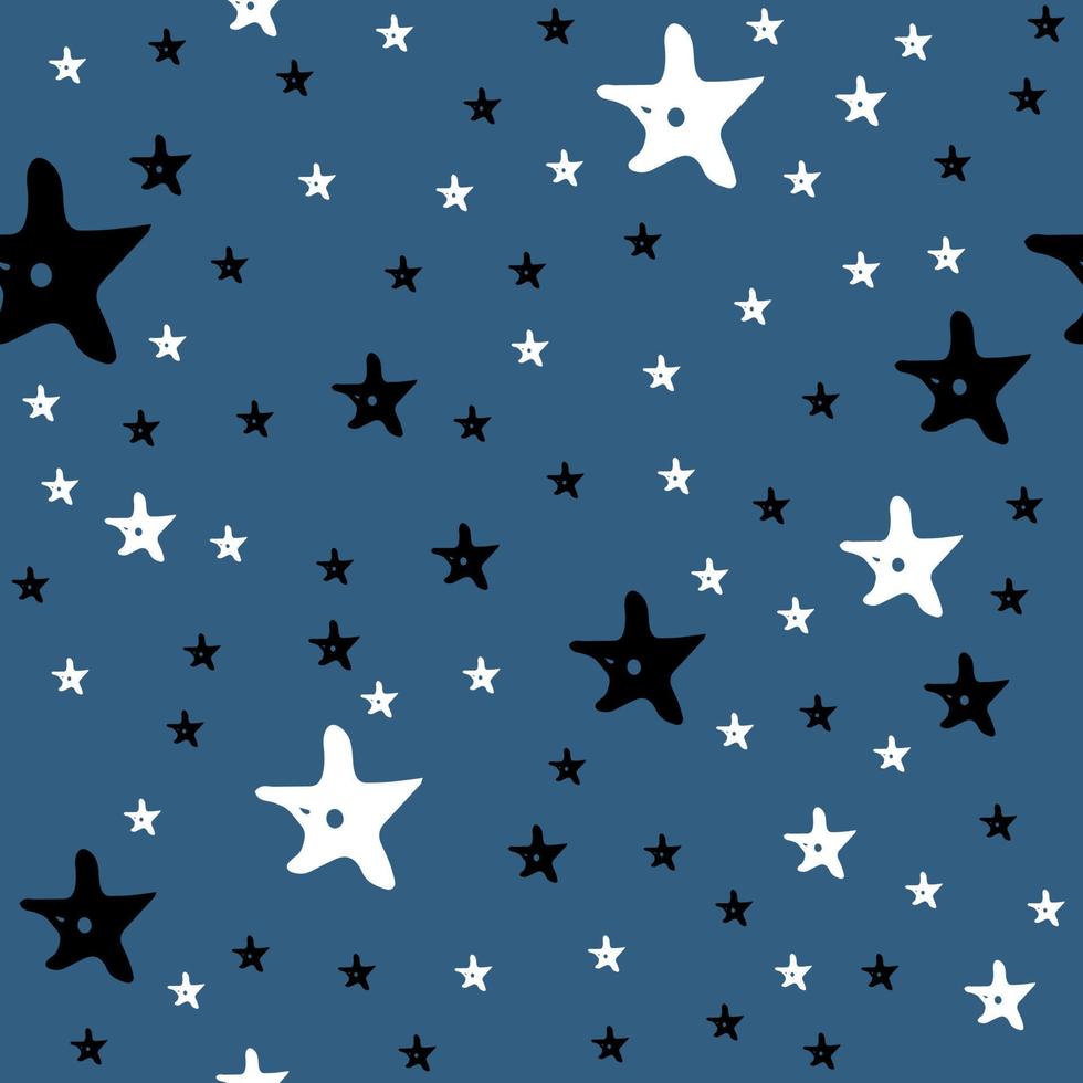 inverno, casar com natal e feliz ano novo sem costura padrão postal. fundo azul com estrelas preto e branco. textura no tema de férias. papel de presente. vetor