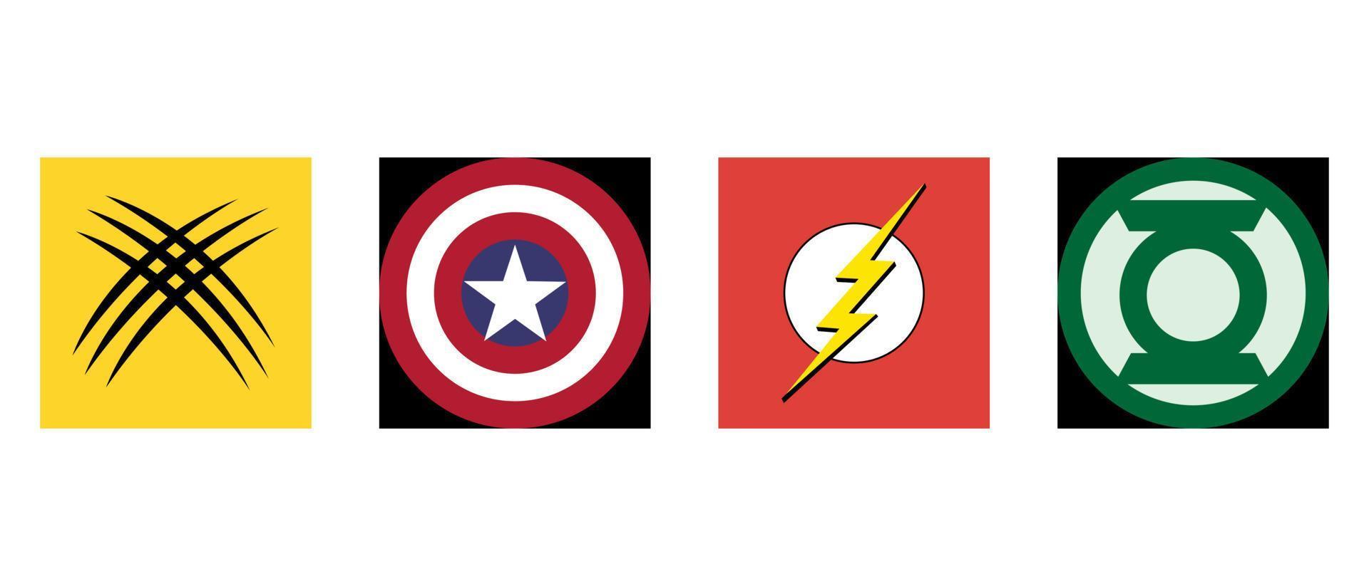 logotipos de super-heróis famosos vetor