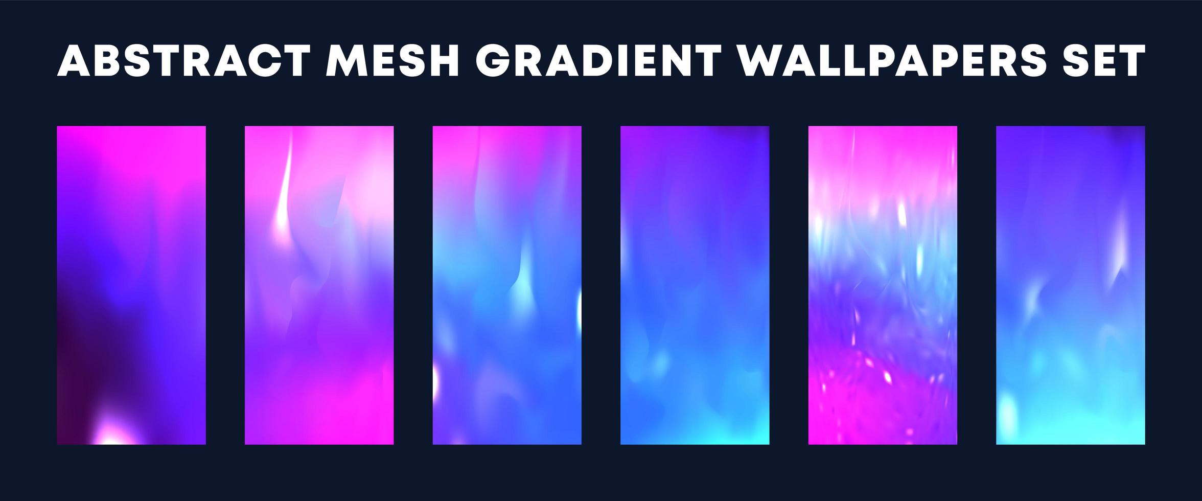 conjunto de papéis de parede de gradiente de malha rosa azul abstrato vetor