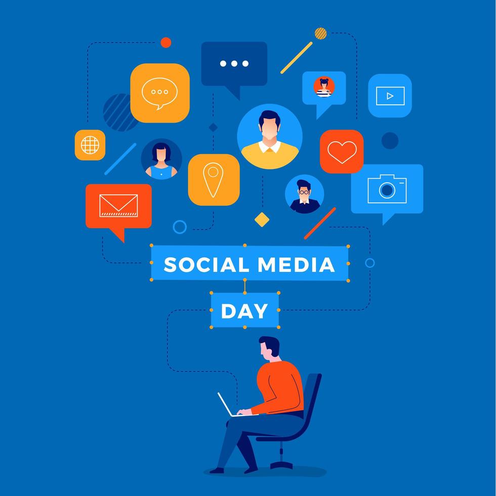design de usuário conectado do dia da mídia social vetor