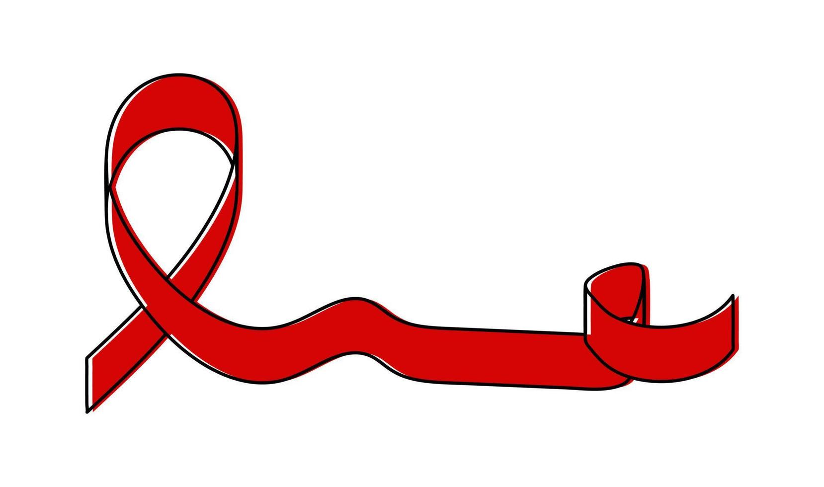 ilustração em vetor símbolo do dia mundial da aids fita vermelha