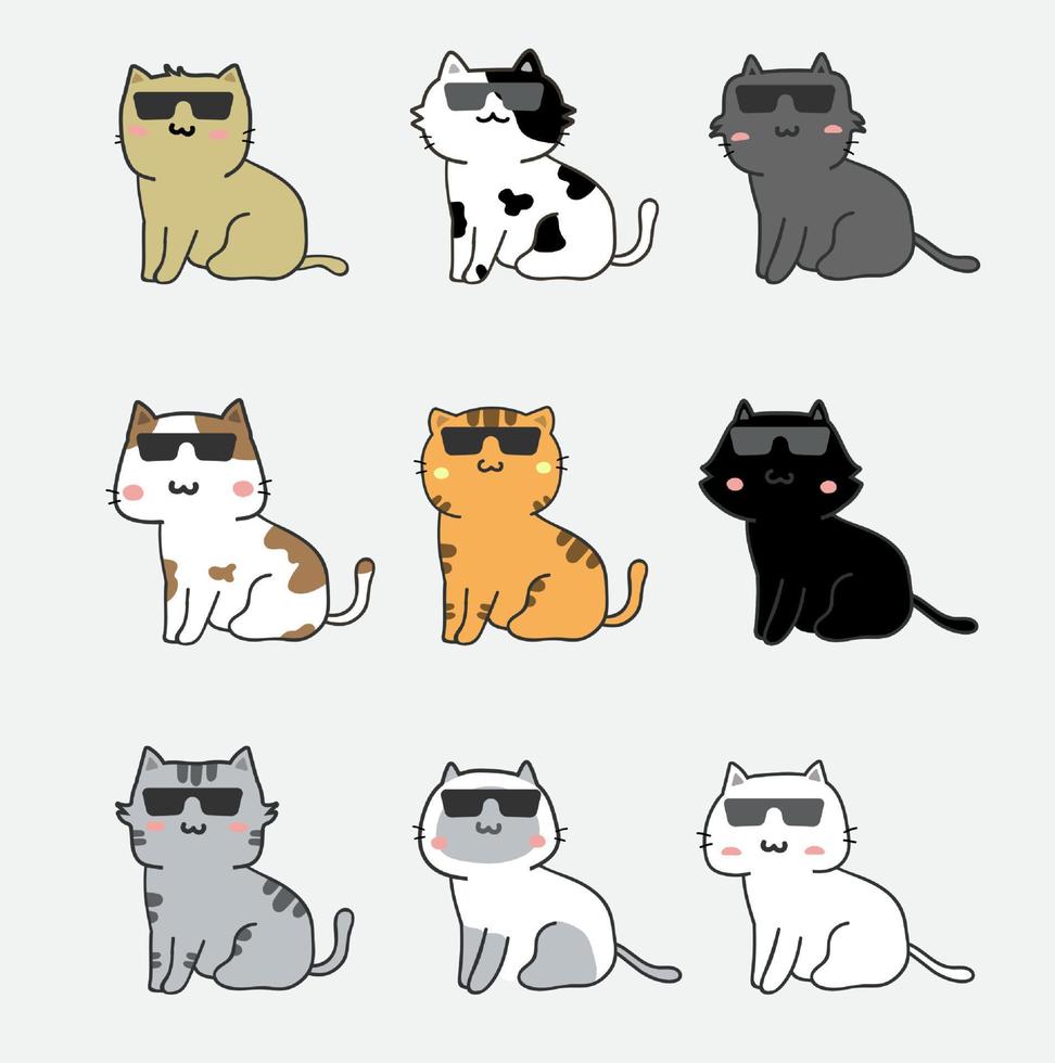 pacote de gato de desenho animado vetor