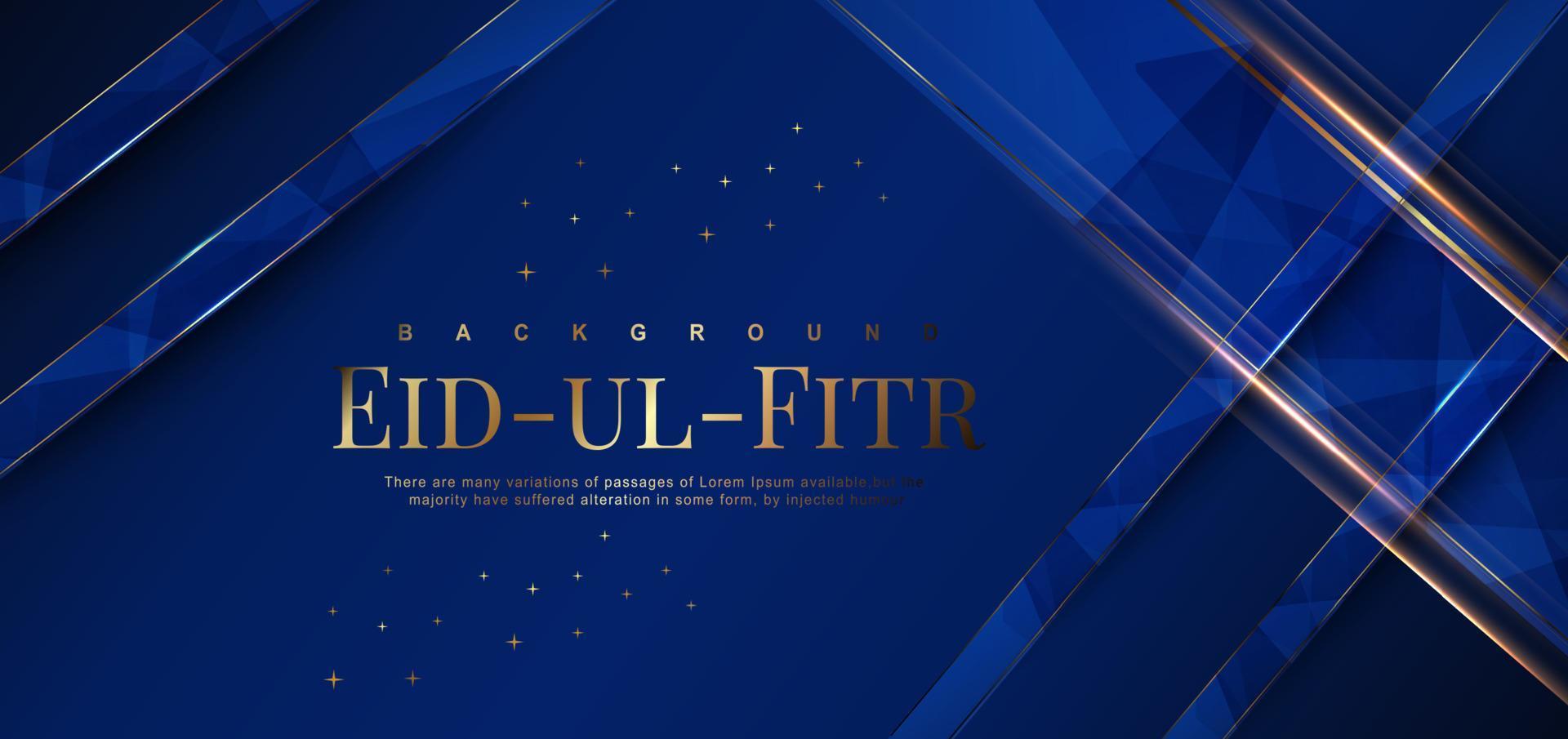 eid mubarak festival bandeira azul islâmico e design de fundo vetor