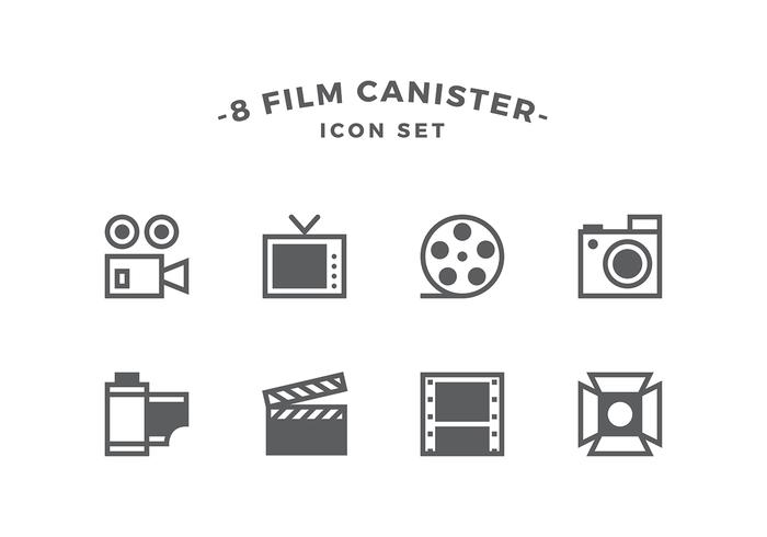 Vasilha Linha Film Icon Set Vector