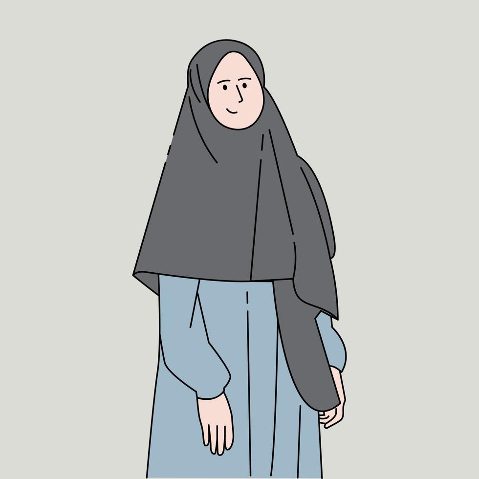 ilustração de modelo de moda feminina muçulmana jovem vetor