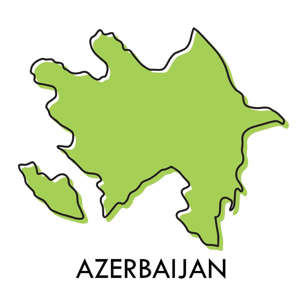 mapa do azerbaijão - conceito estilizado desenhado à mão simples com mapa de contorno de contorno de esboço de linha preta. ilustração vetorial isolada no branco. desenho de silhueta de fronteira do país. vetor