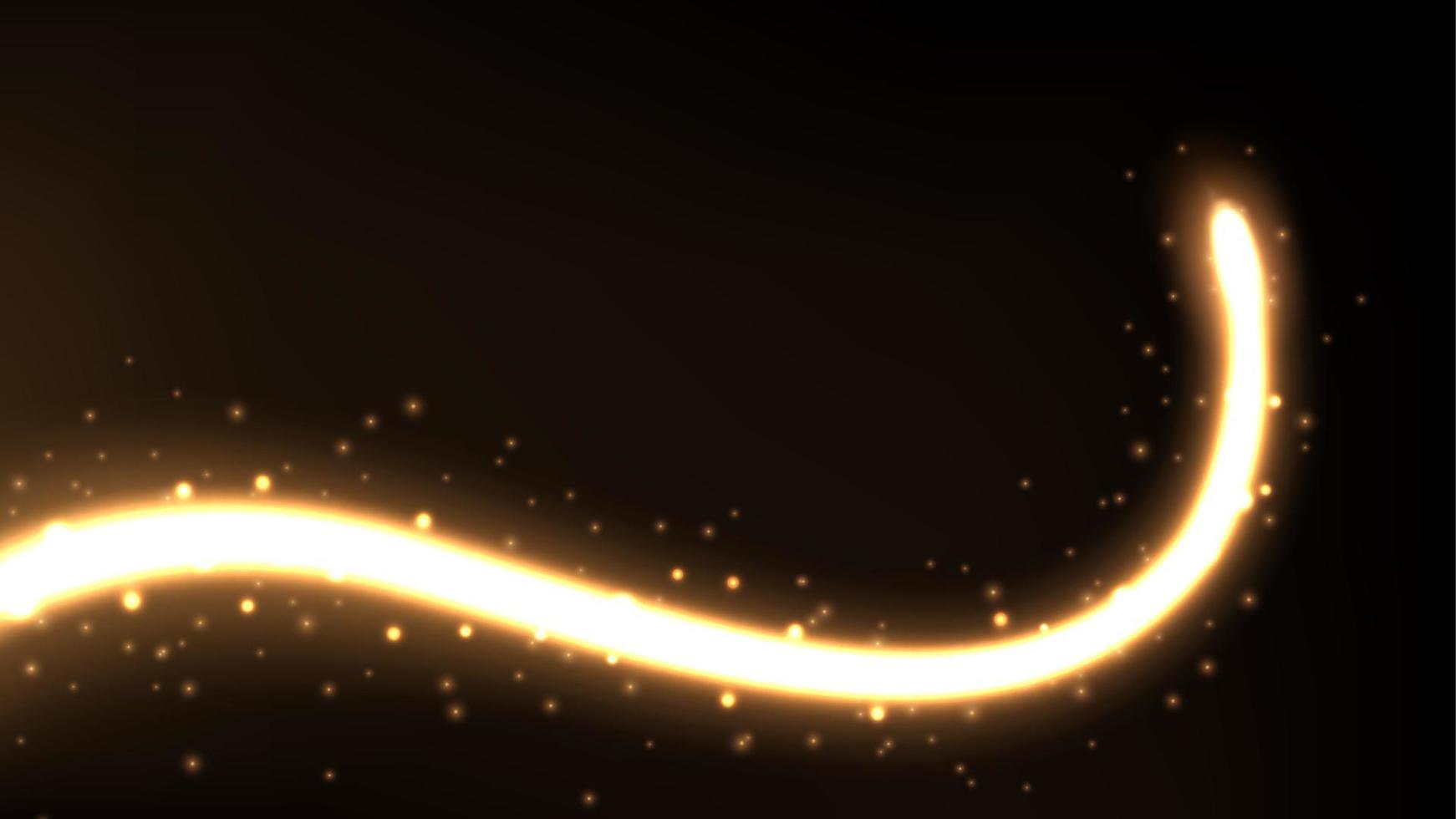 cauda de cometa dourada, brilho mágico cintilante. ilustração vetorial widescreen vetor