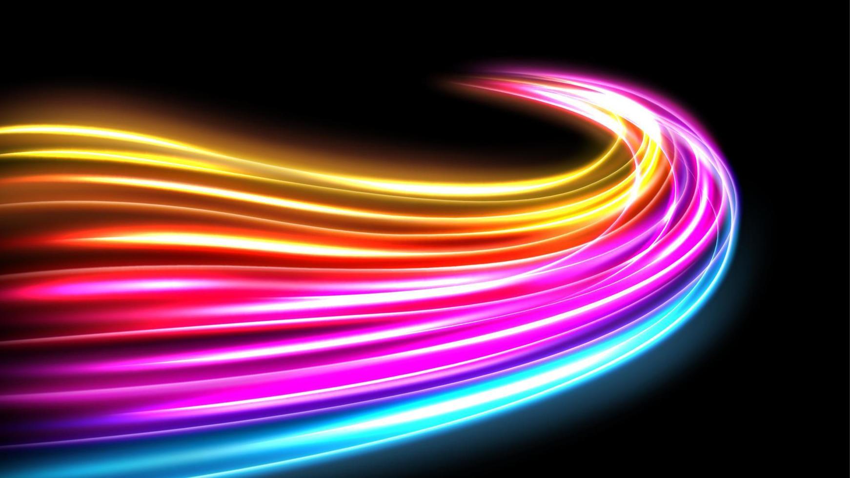 trilhas de luz coloridas, efeito de desfoque de movimento de longa exposição. ilustração vetorial vetor