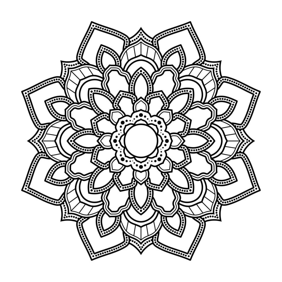 mandala, rabiscos de estêncil de padrão de mandala, padrões de ornamento redondos para henna, mehndi, tatuagem, página de livro para colorir vetor