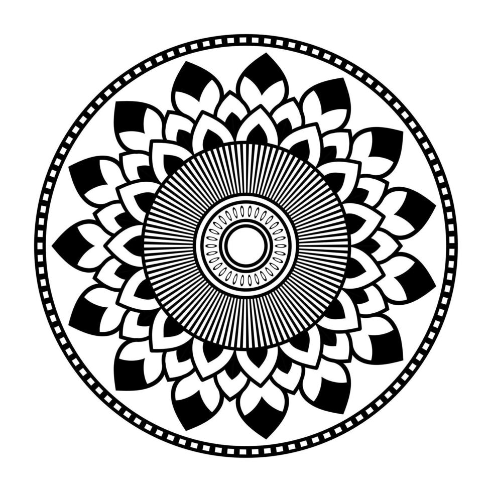 mandala, rabiscos de estêncil de padrão de mandala, padrões de ornamento redondos para henna, mehndi, tatuagem, página de livro para colorir vetor