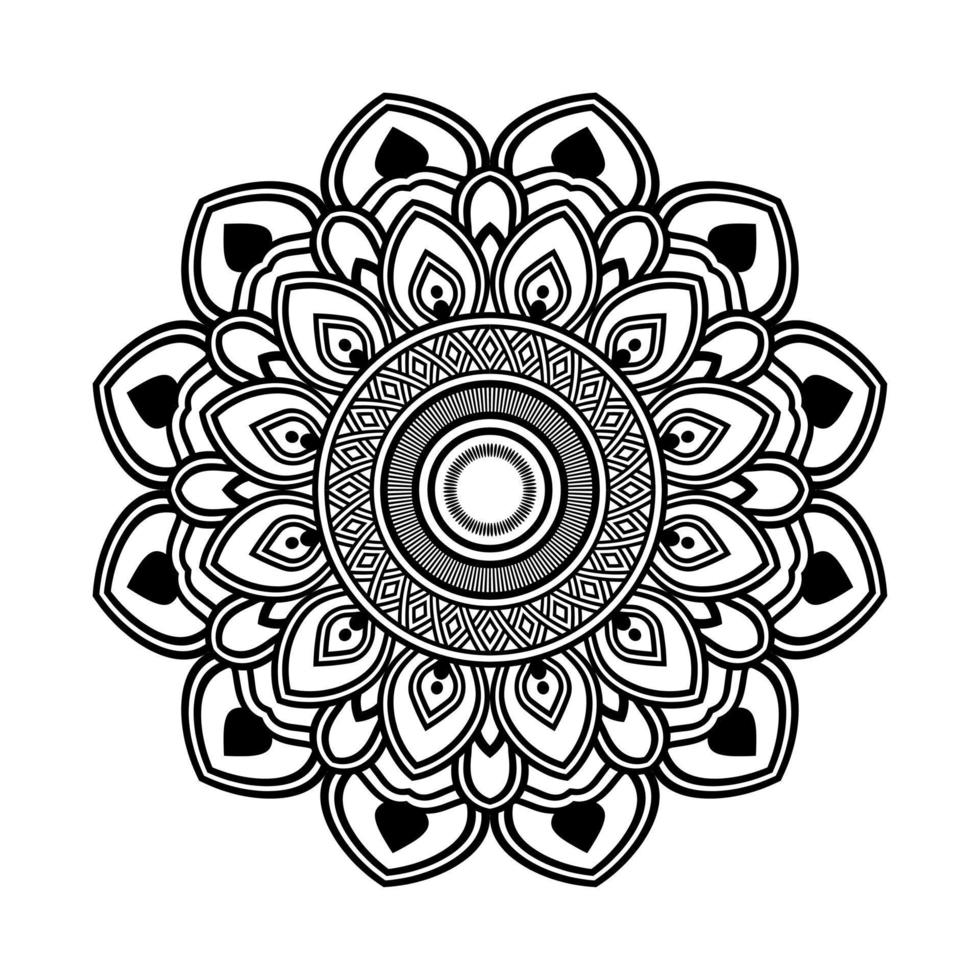 mandala, rabiscos de estêncil de padrão de mandala, padrões de ornamento redondos para henna, mehndi, tatuagem, página de livro para colorir vetor