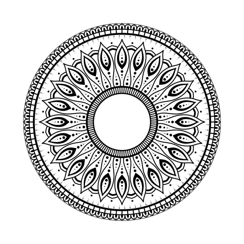 mandala, rabiscos de estêncil de padrão de mandala, padrões de ornamento redondos para henna, mehndi, tatuagem, página de livro para colorir vetor