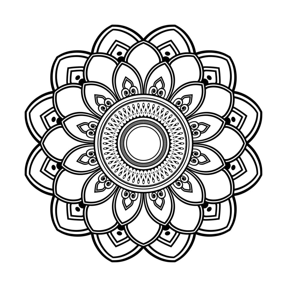 mandala, rabiscos de estêncil de padrão de mandala, padrões de ornamento redondos para henna, mehndi, tatuagem, página de livro para colorir vetor