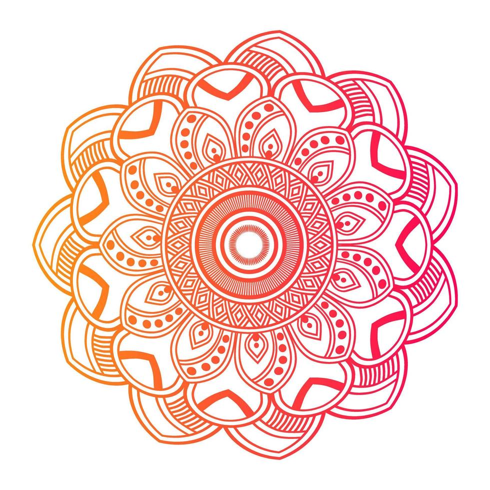 mandala de cor gradiente sobre fundo branco isolado, mandala com padrões florais. enfeites vetor