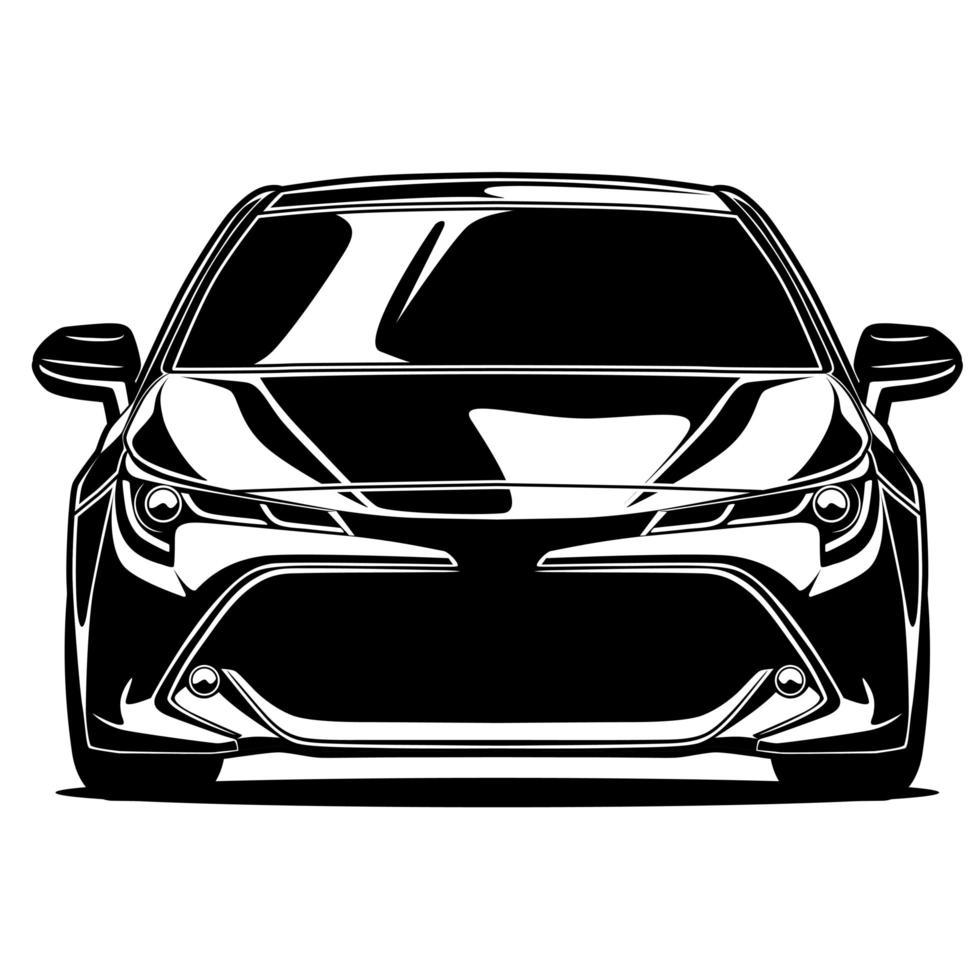 desenho da frente do carro em preto e branco vetor