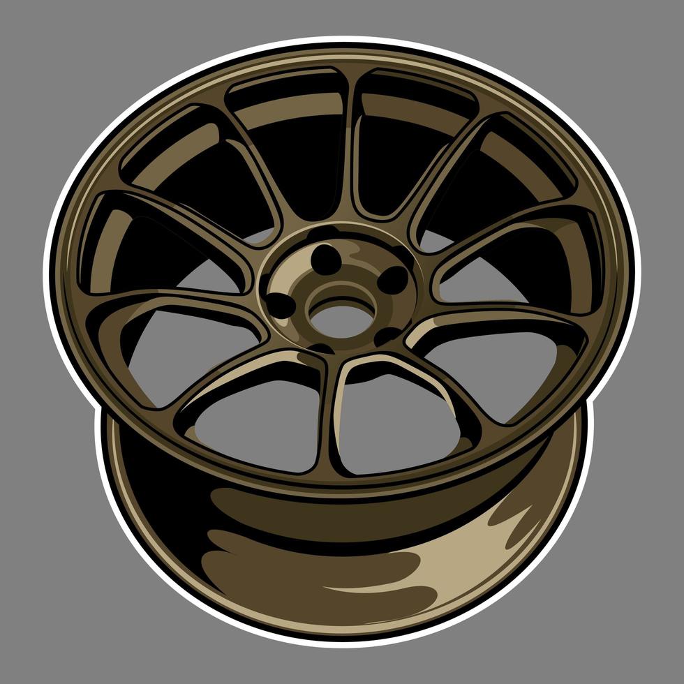 desenho da roda do carro na cor ouro vetor