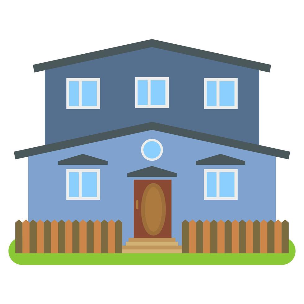 casa privada com paredes azuis em um fundo branco. ilustração vetorial. vetor