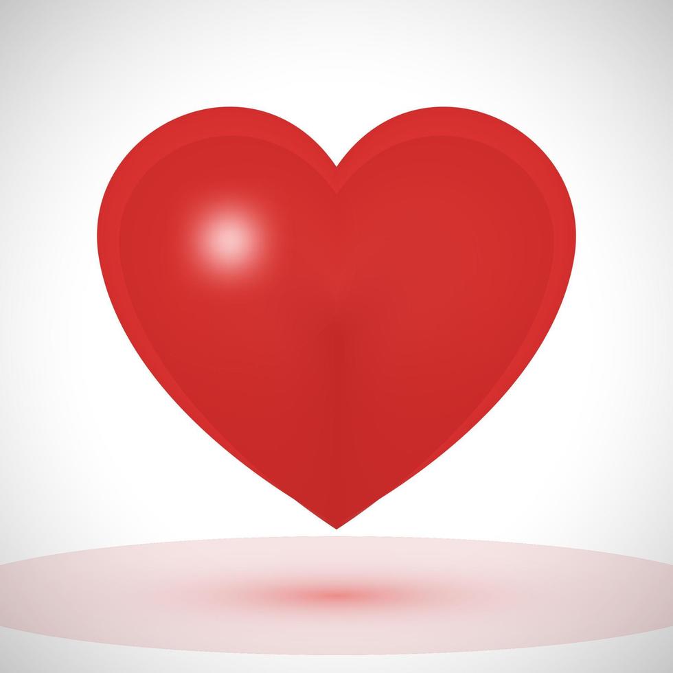 grande coração vermelho sobre um fundo branco. símbolo do amor. ilustração vetorial. vetor