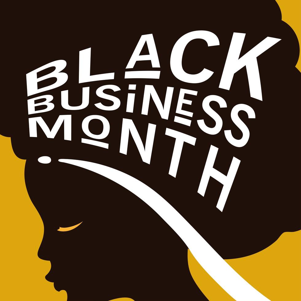 mês de negócios preto com silhueta de mulher afro vetor