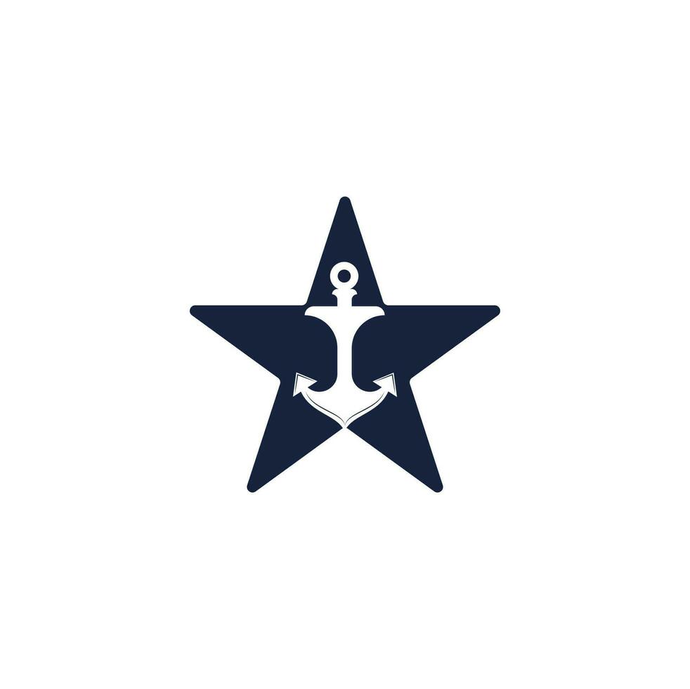 âncora design de logotipo de vetor de conceito de forma de estrela.