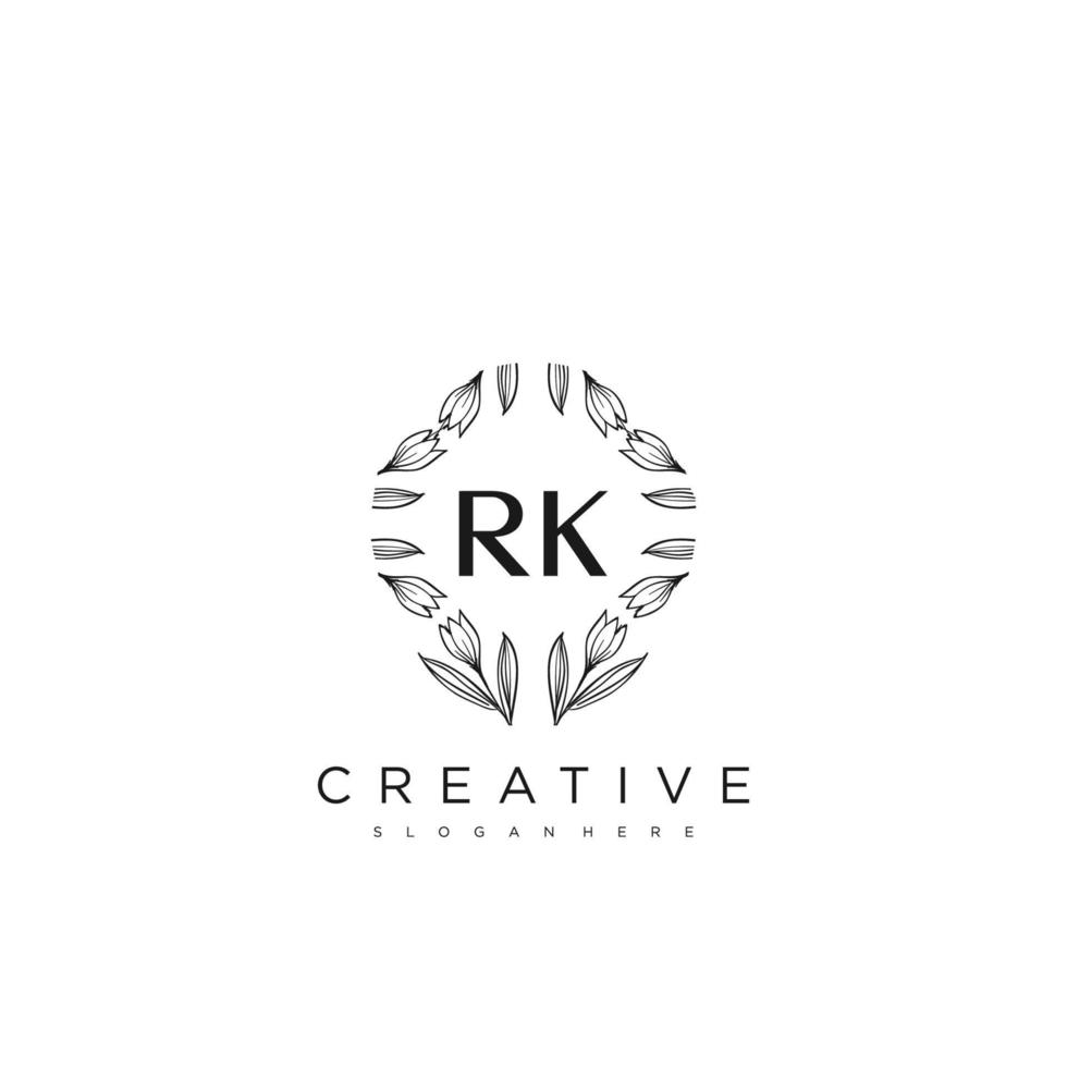 rk carta inicial modelo de logotipo de flor vetor arte vetorial premium