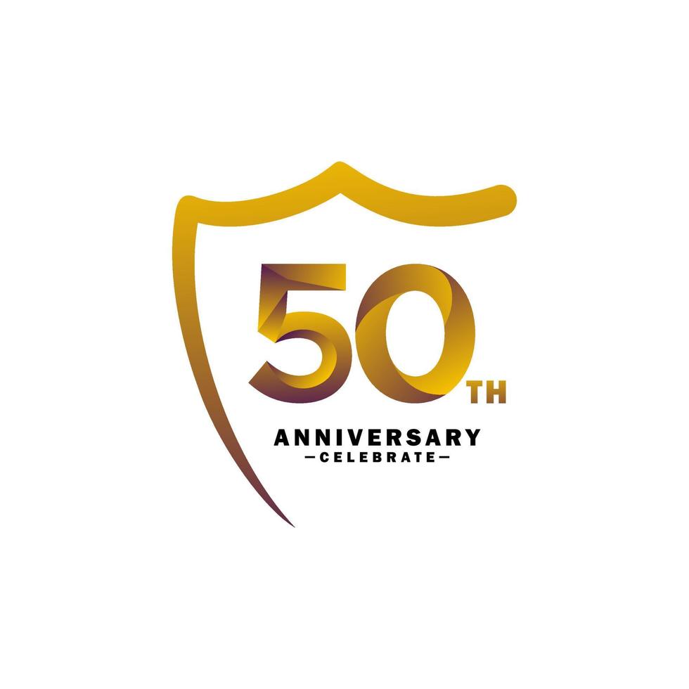 modelo de logotipo de aniversário de 50 anos com fita vetor