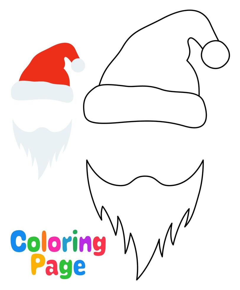 página para colorir com barba com chapéu de natal para crianças vetor