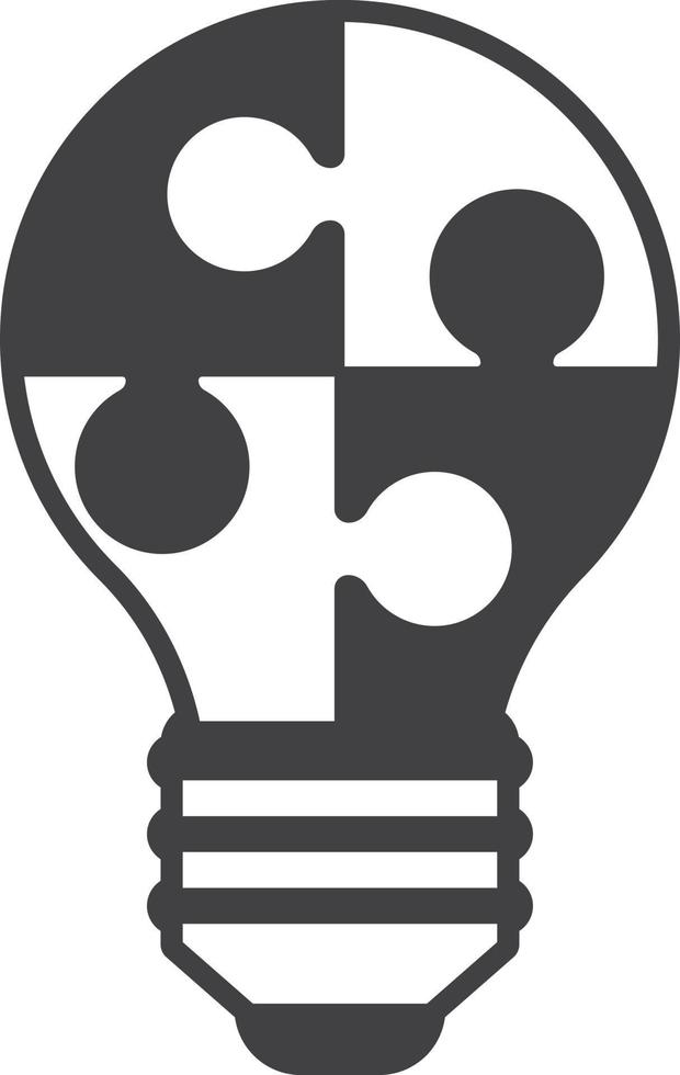 lâmpada com ilustração de quebra-cabeça em estilo minimalista vetor