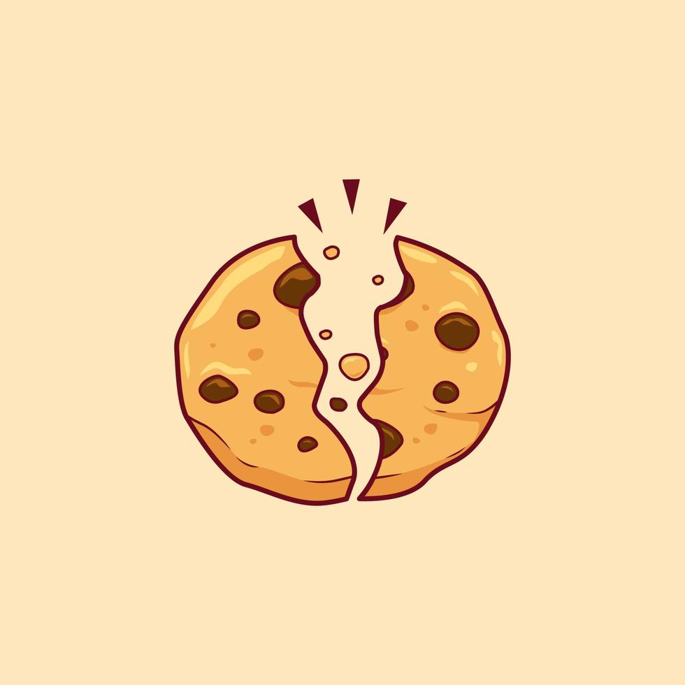 dividir ilustração de biscoito de gotas de chocolate pastelaria bolo comida lanche vetor