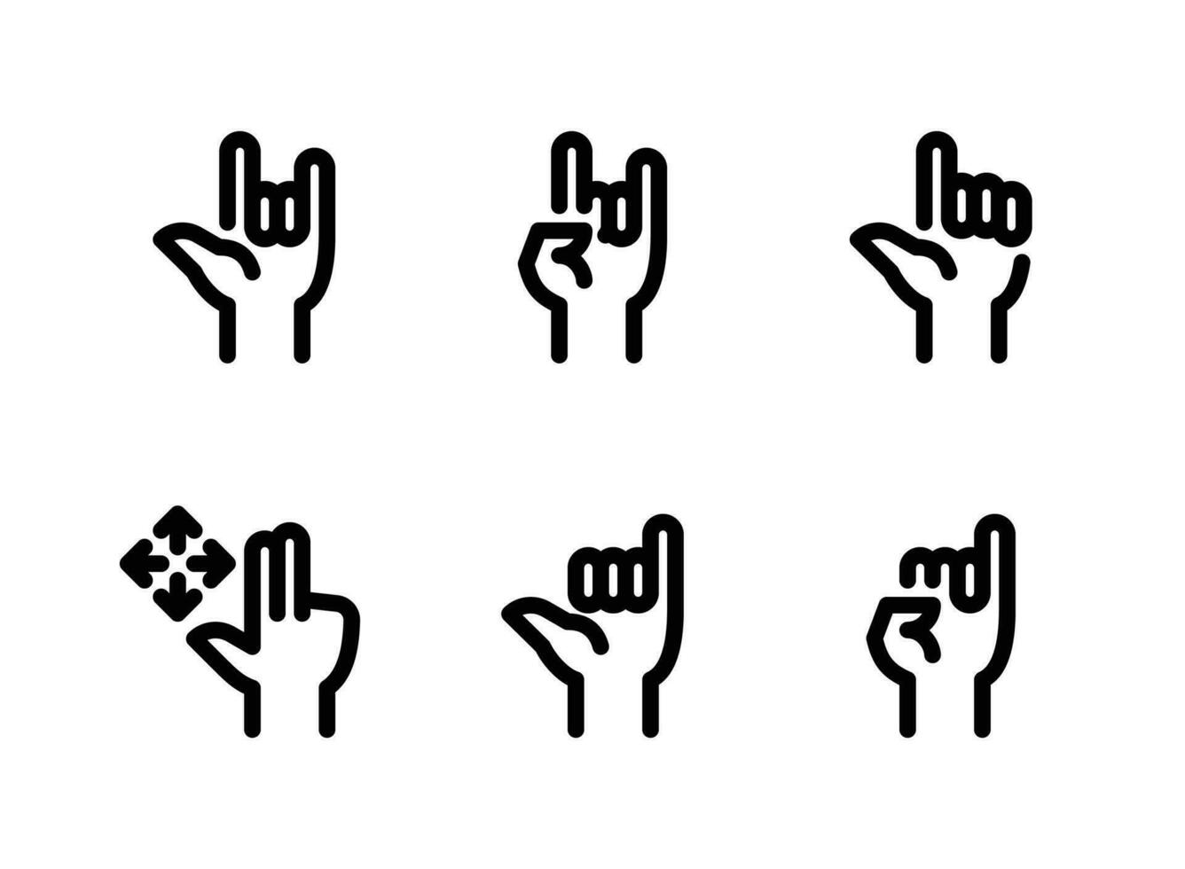 conjunto simples de ícones de linha vetorial relacionados a gestos de mão vetor