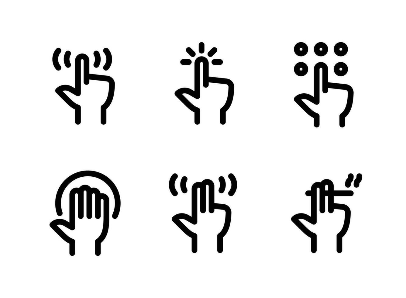 conjunto simples de ícones de linha vetorial relacionados a gestos de mão vetor