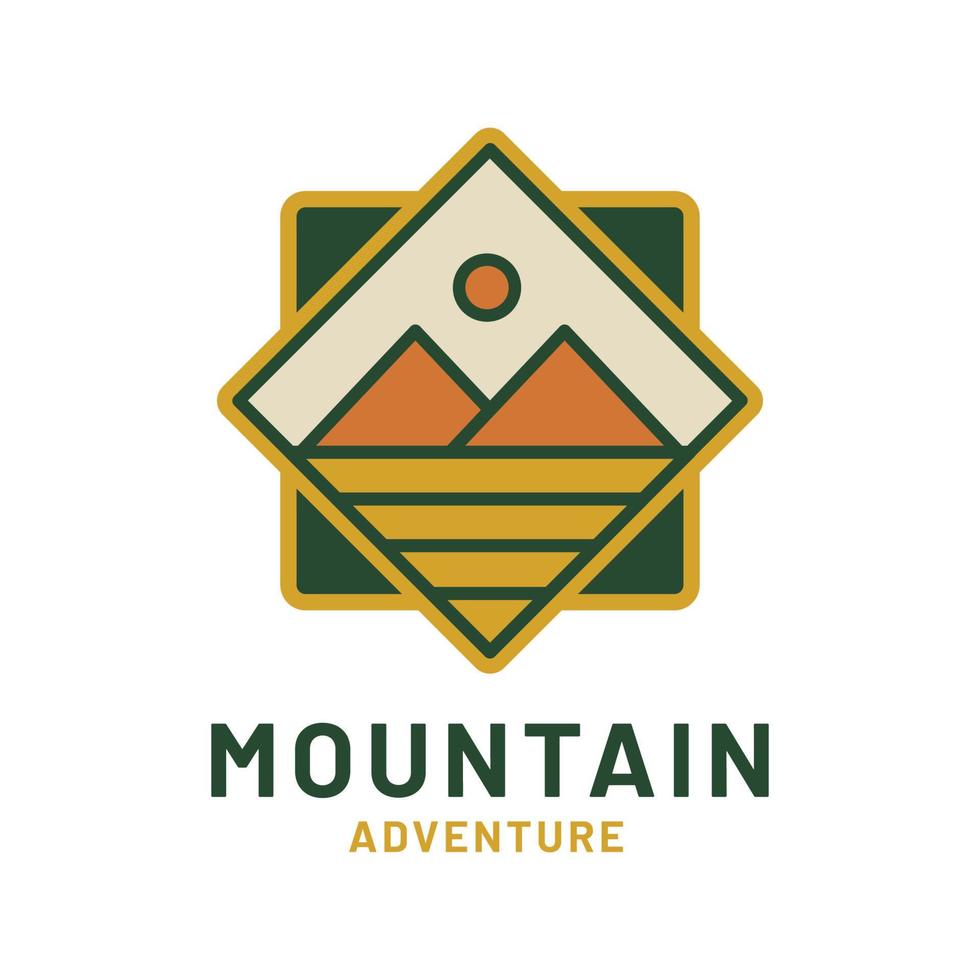 ilustração em vetor de distintivo de logotipo de natureza de montanha de aventura vintage, ótimo para adesivos e camisetas de distintivo de design