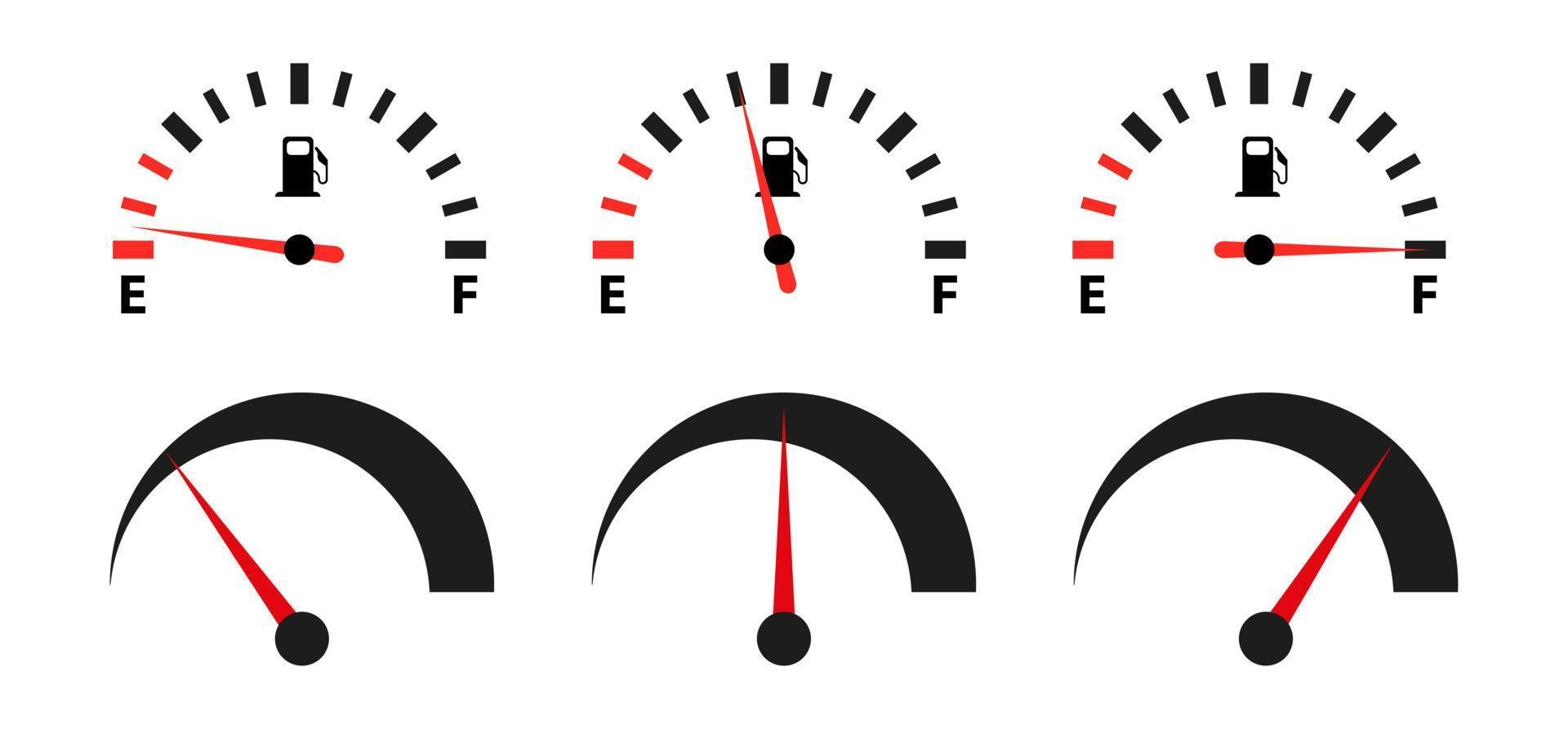 elementos de ícones de medidor de combustível completo. ilustração vetorial vetor