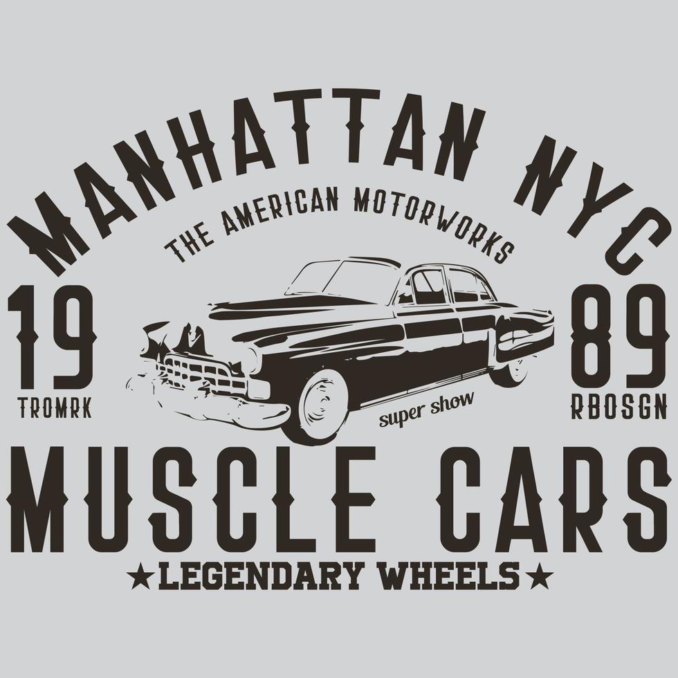 manhattan nyc muscle cars vector design de camiseta