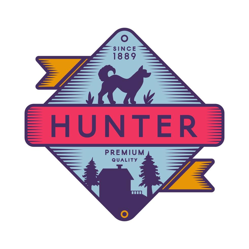 modelo de logotipo em cor retrô do hunter camp vetor