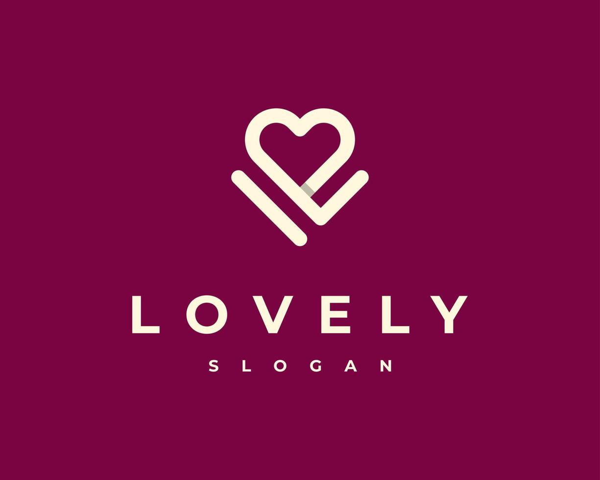 coração amor romântico romance minimalista atraente simples vetor moderno design de logotipo