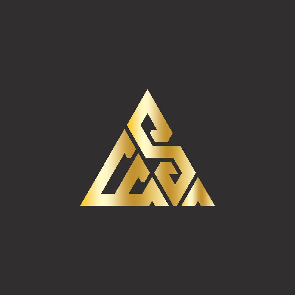 conceito de triângulo de cor ouro logotipo de luxo, logotipo simples, monograma. vetor