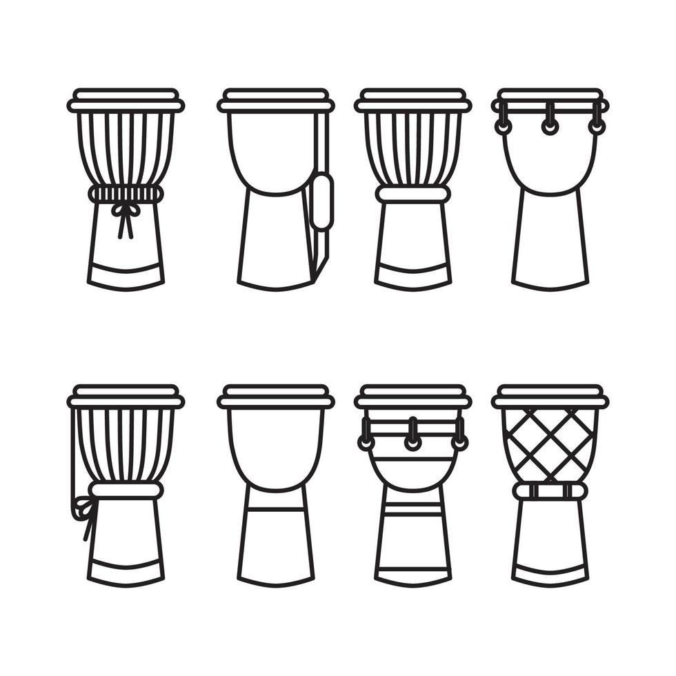 ícones de djembe delineados vetor