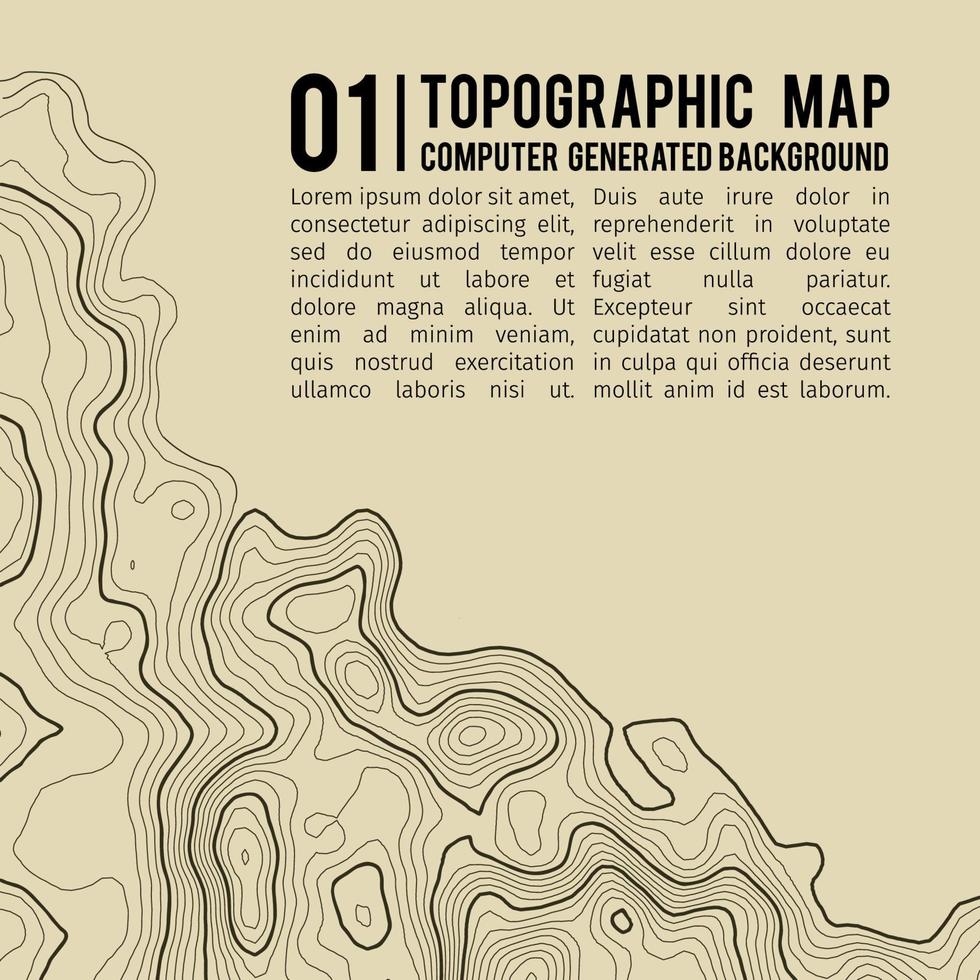 fundo do mapa topográfico com espaço para cópia. linha de fundo de contorno de mapa de topografia, ilustração em vetor abstrato de grade geográfica. trilha de montanha sobre o terreno.