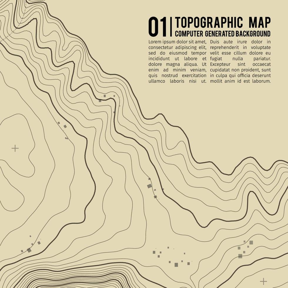 fundo do mapa topográfico com espaço para cópia. linha de fundo de contorno de mapa de topografia, ilustração em vetor abstrato de grade geográfica. trilha de montanha sobre o terreno.