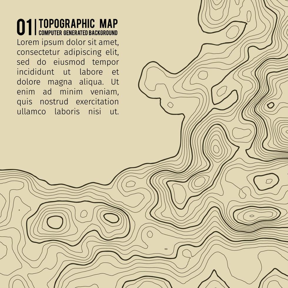 fundo do mapa topográfico com espaço para cópia. linha de fundo de contorno de mapa de topografia, ilustração em vetor abstrato de grade geográfica. trilha de montanha sobre o terreno.