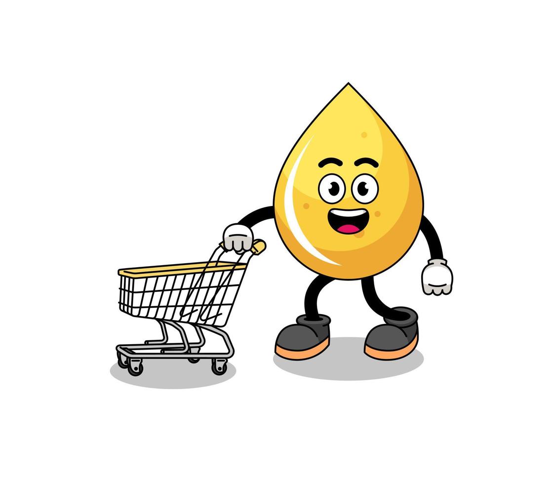 desenho de gota de mel segurando um carrinho de compras vetor