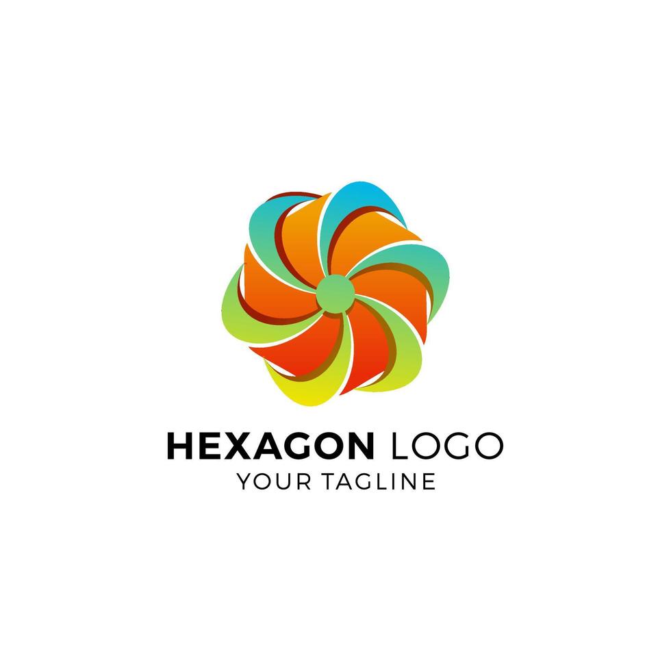 ilustração em vetor design de logotipo hexágono colorido