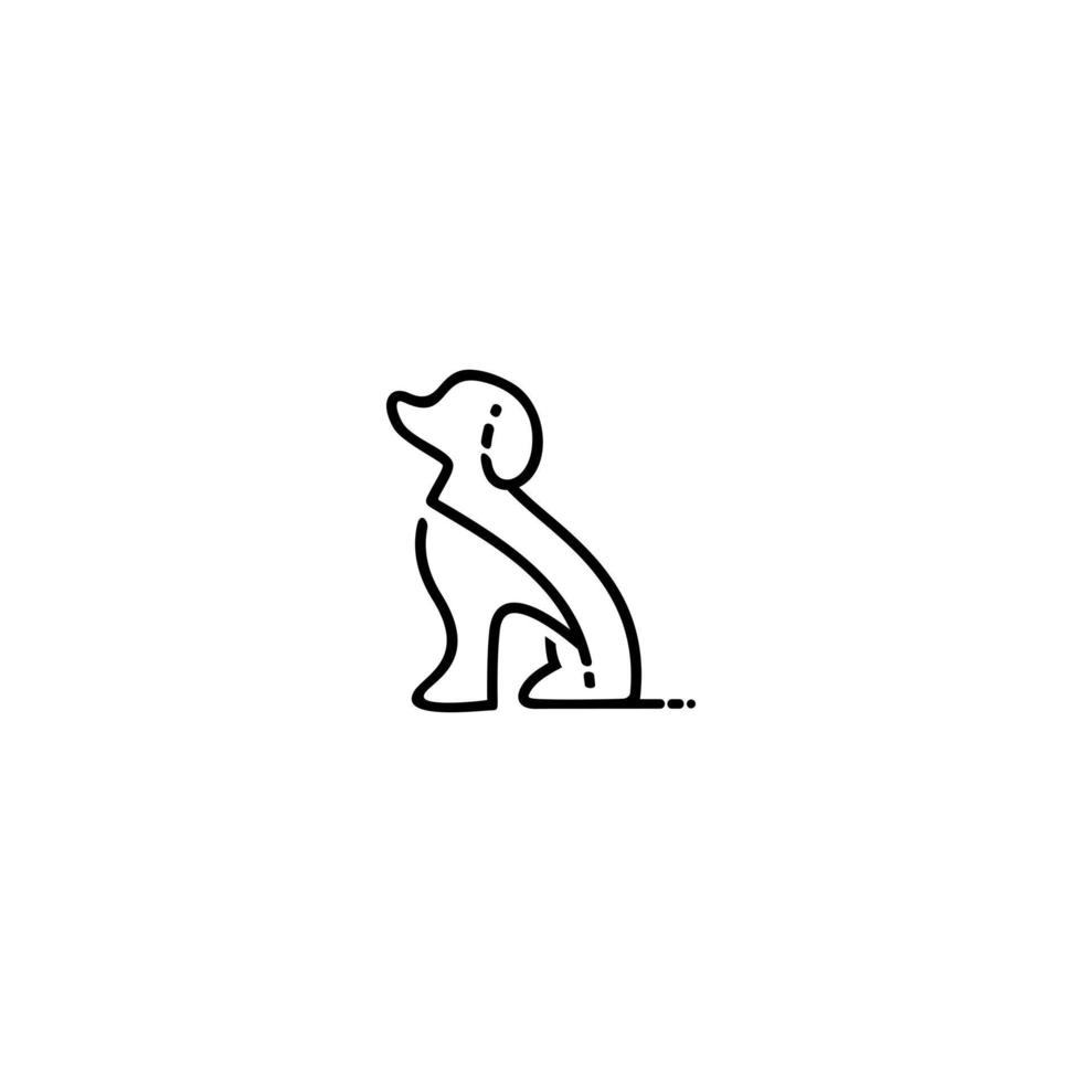 modelos de logotipo monoline de arte de linha de cachorro sentado vetor