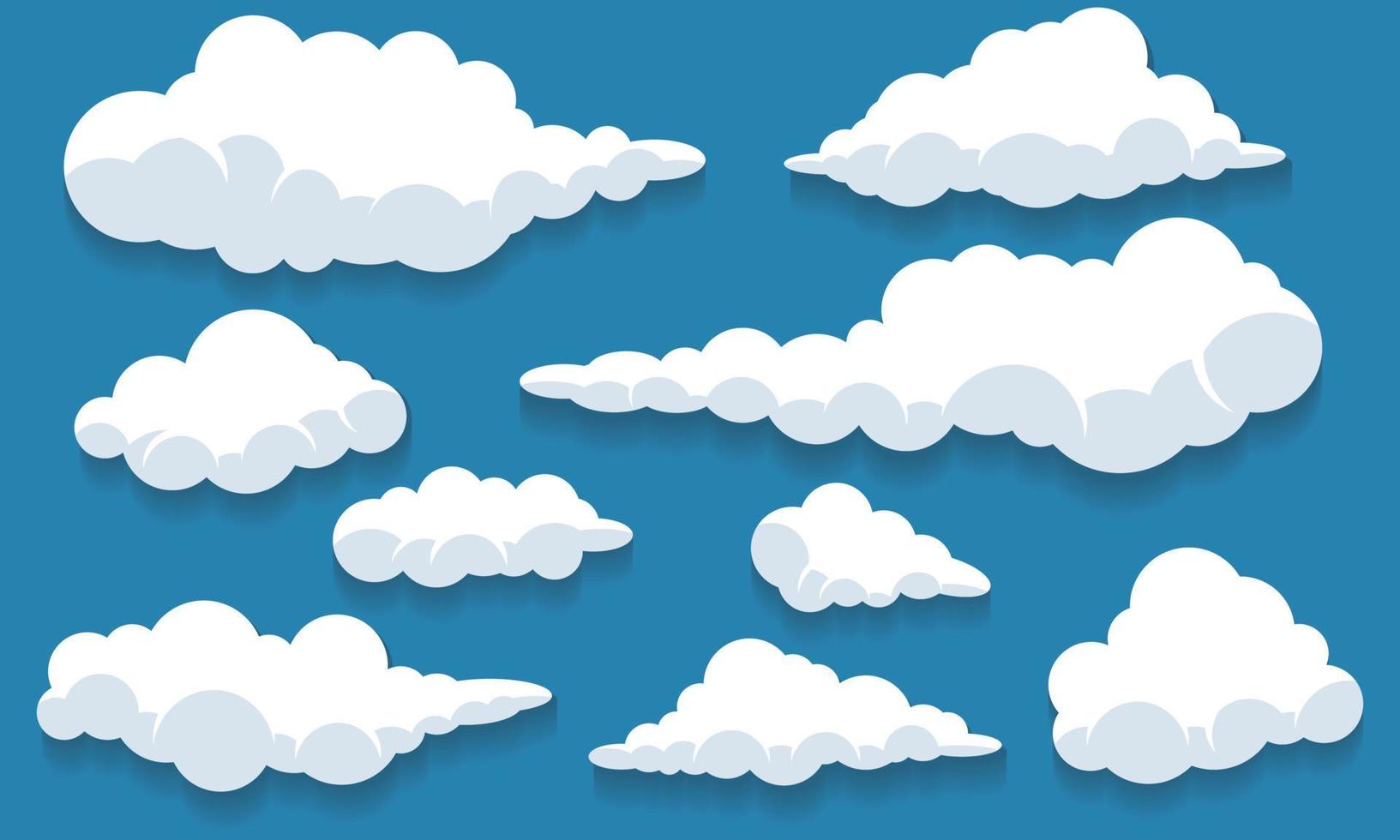 coleção de nuvens de desenhos animados fofos vetor